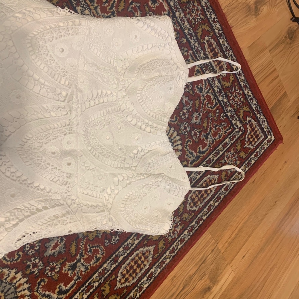 White Lace Eyelet Midi Dress - Lulus - Picture 7 of 9